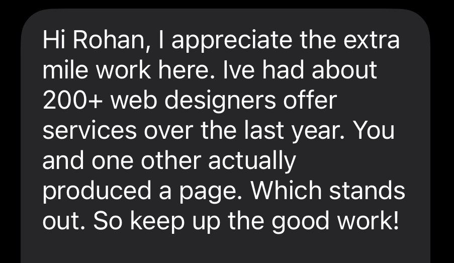 Out of 200+ web designers, this owner ranked it in the top two — because it was one of only two that didn't just pitch, but actually put the finished website in front of them. That's the Klaudius edge, and it's exactly what gets a business to reply.