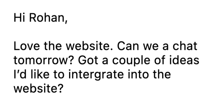 A scaffolder so taken with his site he wanted to talk the very next day — proof Klaudius builds websites businesses genuinely love.