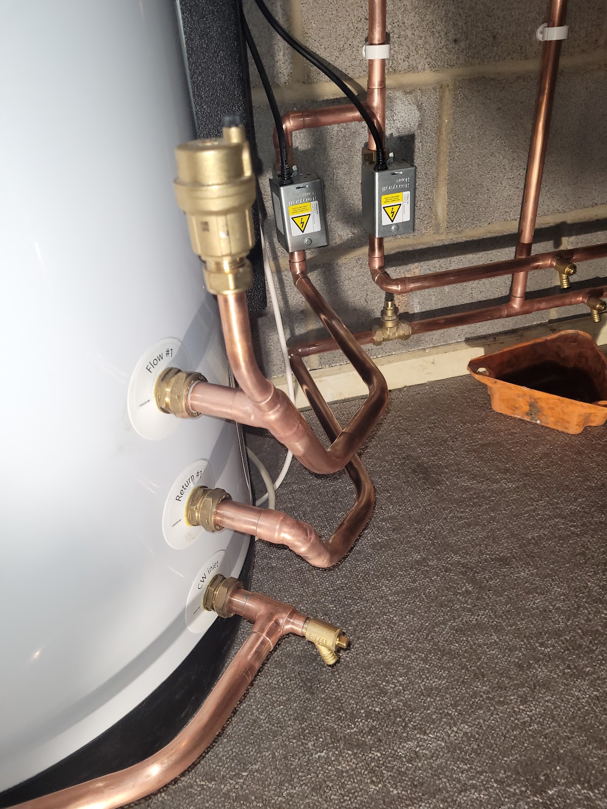 Cylinder pipework close up