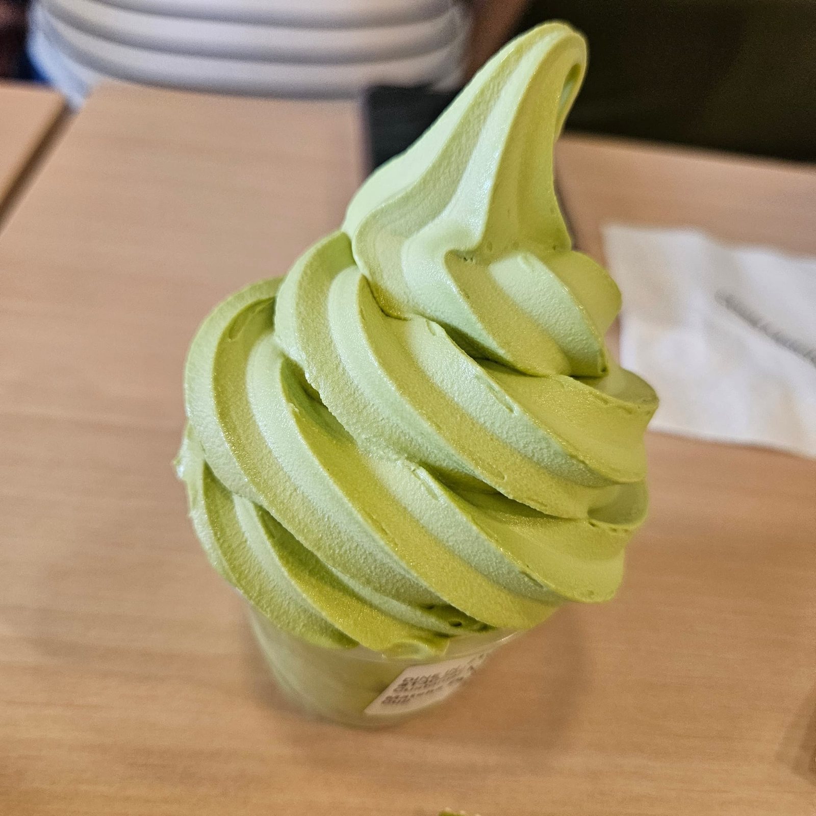 A matcha soft serve swirl